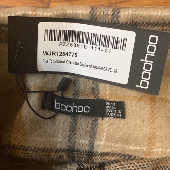 BOOHOO PLUS TONAL CHECK OVERSIZED BOYFRIEND SHACKET Size 14 - Picture 4 of 7